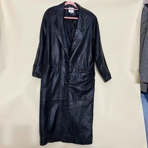John Weitz full length leather trench coat